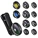 iPhone Camera Lens Kits - Pretmess 4K HD 11 in 1 Aspherical Wide Angle Lens+Super Macro+Fisheye Lens+Telephoto, Phone Lens for Android/iPhone,Cell Phone Video Lens for iPhone/Samsung/Most Smartphone