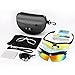 Polarized Sport Sunglasses with 5 Fashion Lenses - FITFORT UV400 Protection Tr 90 Adjustable Nose Pad Glasses for Men Women Cycling Beach Baseball Fishing Golf Sunglasses-Black