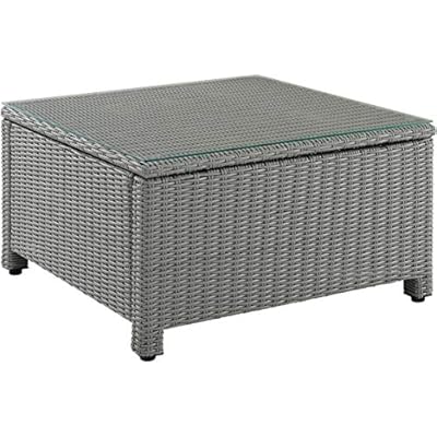 Crosley Furniture CO7207-GY Bradenton Outdoor Wicker Square Tempered Glass Top Coffee Table, Gray, 32" Square 51HXN09YtyL