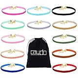Caydo 12 Pack Ribbon Velvet Choker Necklace Set for Women and Girls