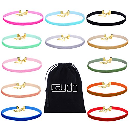 Caydo 12 Pack Ribbon Velvet Choker Necklace Set for Women and Girls