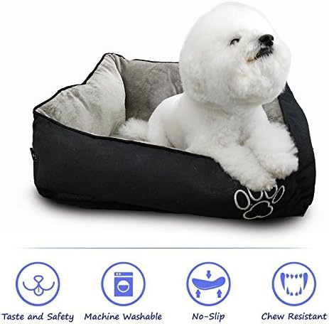 WarmShe Pet Bed for Dogs and Cats, Ultra-Soft Warm Paw Print Pet Bed Sofa Water Resistant with Removable & Washable Cover