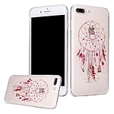 iPhone 8 Plus Case,iPhone 7 Plus Case,PHEZEN Luxury Bling Diamond Crystal Clear Soft TPU Silicone Back Cover with Dreamcatcher Pattern for iPhone 8 Plus/iPhone 7 Plus, Red Feather Dream Catcher