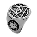 Elfasio Men's Stainless Steel Ring Illuminati The All-seeing-eye pyramid/eye symbol