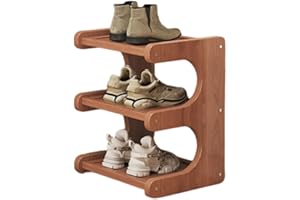 7-Tier Bamboo Shoe Rack Organizer, Tall Narrow Vertical Shoe Storage Shelf for Entryway or Closet, Space-Saving Multi-Layer B