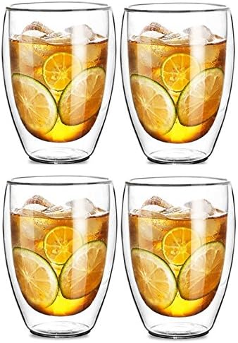 Zen Room Ultra Clear Strong Double Wall Glass, Insulated Thermo & Heat Resistant Design, Dishwasher and Microwave Safe, Made of Real Borosilicate Glass (12oz Set of 4)