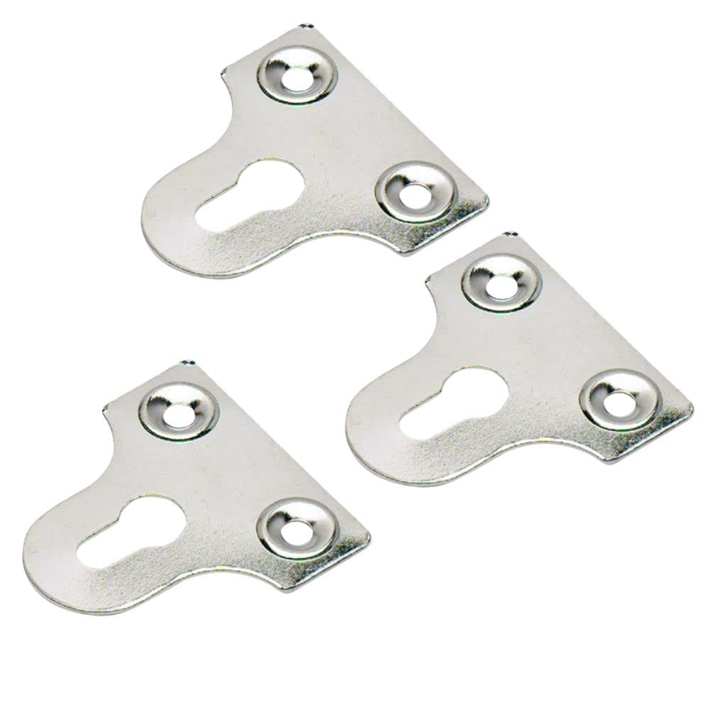 10x Picture Hanging Plates Mirror Glass Frame Hanging 32mm Slotted Fixing Plates Chrome Plated Secure Flat Picture Frame Hanger Bracket
