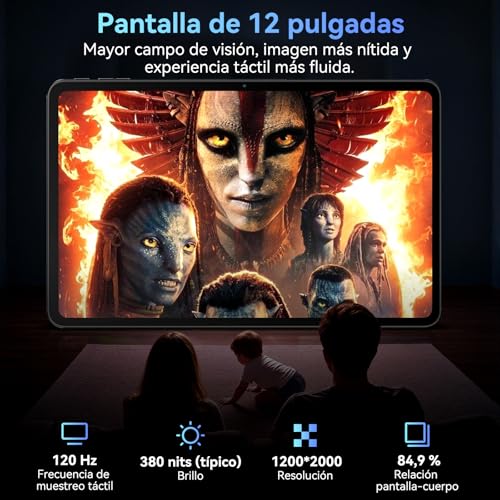 12 Inch Tablet with Keyboard, Android 16 Tablet, 4G LTE+5G WiFi 120Hz 24GB RAM+128GB ROM, Octa-Core Tablets with Pencil,Mouse,9000mAh/Gemini AI/WideVine L1/GPS/1200*2000/Face ID,4 Years Warranty