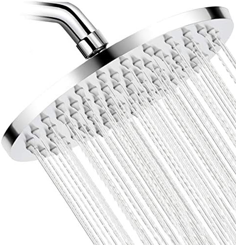 High Pressure Rain Shower Head - ShowerTai 8″ Round Stainless Steel Rainfall Showerhead - Adjustable Metal Swivel Ball Joint with Polish Chrome Finish - Ultimate Shower Experience at Low Water Flow
