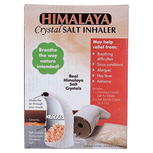 Simply Genius Ceramic Himalayan Salt Inhaler Kit with Salt, Real Pink Crystal Rock Inhaling