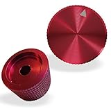 Riverstone Audio - Pair (2 PCS, Red) Potentiometer Knobs - For 1/4 inch dia. Shaft - Solid Aluminum - 25mm dia.x15mm height, Volume Control Knob, Amplifier, Electric Guitar, Finish RED, 1/4 inch shaft