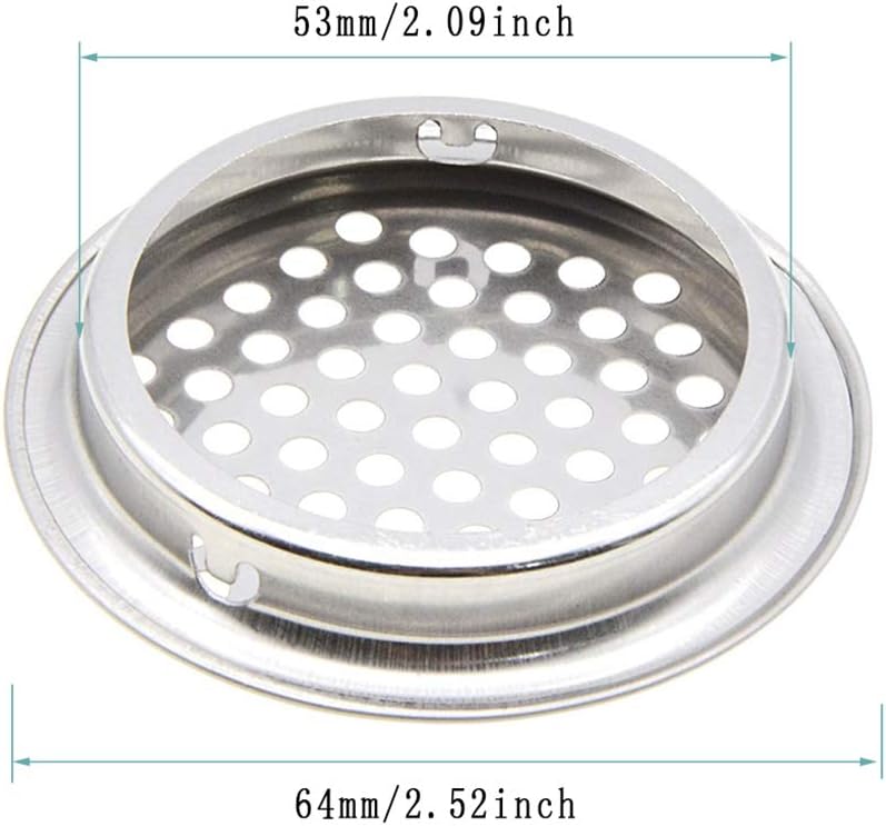 BuxiuGK 20 Pcs 53mm Stainless Steel Air Vent Hole Ventilation Louver Round Shaped Mesh Hole Air Vent for Kitchen Cupboards Bathroom Cabinet Wardrobe - Image 5