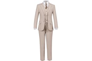 Diaryan Boys 3-Piece Formal Suit Set with Jacket, Vest, Pants, Slim Fit Dress Clothes, Ring Bearer Outfit