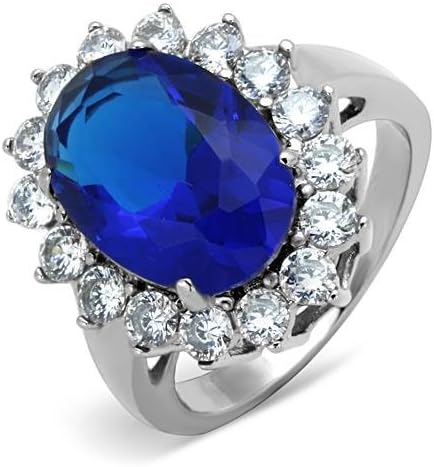 Stainless Steel Royal Replica Halo 6 Carat Montana Oval Cz Engagement Ring , Size 5,6,7,8,9,10 (5)