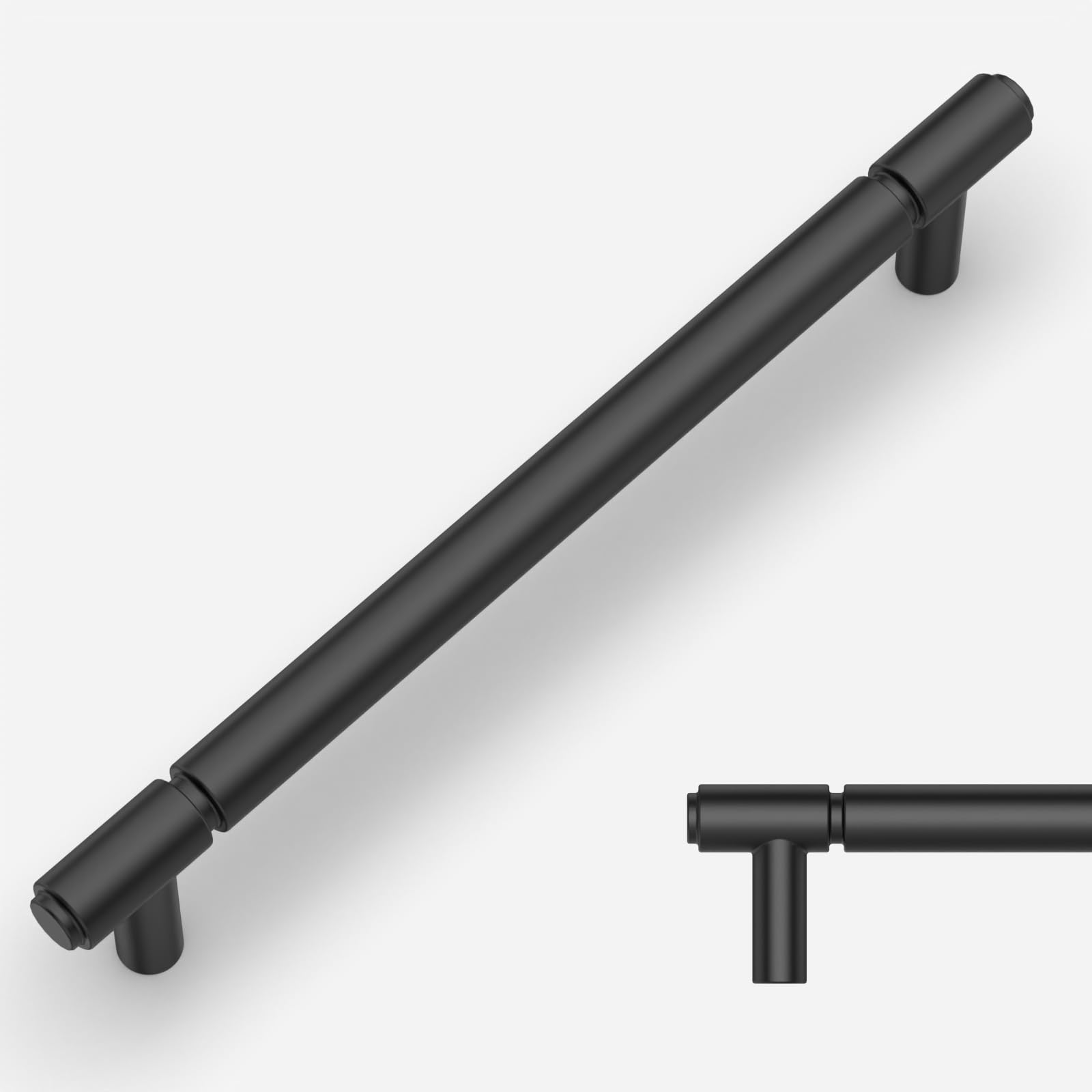 Amerdeco 10 Pack Matte Black Cabinet Pulls 160mm Hole Center Cabinet Hardware Kitchen Cabinet Handles for Bathroom Drawer Pulls Dresser Pulls AM021