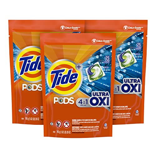 Tide PODS Liquid Laundry Detergent Soap Pacs, 4in1 Ultra Oxi, HE