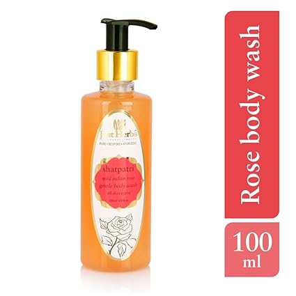 Just Herbs Shatpatri Wild Indian Rose Body Wash, For Men & Women, Certified Natural, Paraben Free|Shower Gel - 200 ML