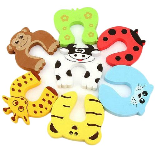 Miraclekoo 7 Pcs Children Safety Animal Foam Door Stopper Cushion Cushiony Finger Pinch Guard Set for Baby, Each Animal - Thumbnail 6