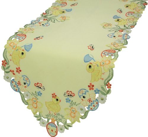 Xia Home Fashions Spring Baby Chicks Easter Table Runner, 15 by 54-Inch