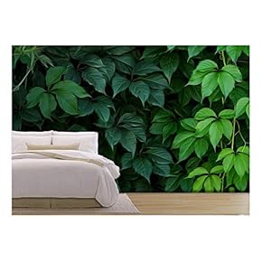 Wall of Green Climbing Plant Full Screen as Background. Oil Painting Effect. - Removable Wall Mural | Self-Adhesive Large Wallpaper - 66x96 inches