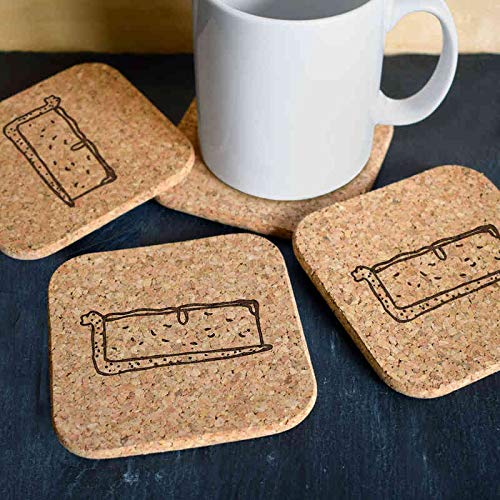 CR00149107 Artículos y equipo de servicio para la restauración Azeeda 4 x Rebanada De Pastel De Queso Posavasos de Corcho Cuadrados de 10cm Utensilios de bar