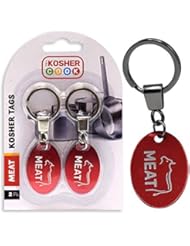 Meat Red Keyrings - Pack of 2 â€“ Key Chain Ring to Kosher Tag and Label Utensils, Cutlery and Kitchen Items - Heat Resistant and Dishwasher Safe- Color Coded Kitchen Tools by The Kosher Cook