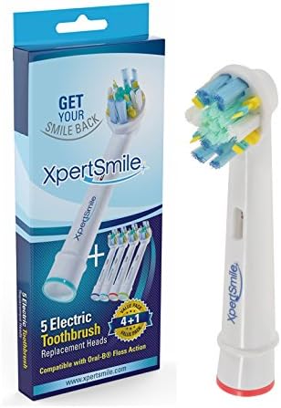 Oral B Replacement Brush Heads (5 Pack) - By XpertSmile - Premium Quality Floss Action Heads Compatible With Most Oral-B Electric Toothbrush Models