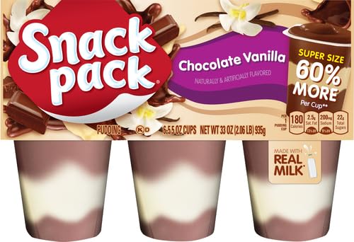 SNACK PACK PIE PUDDING CUPS, CHOCOLATE AND VANILLA, 33 OZ (6 CT)