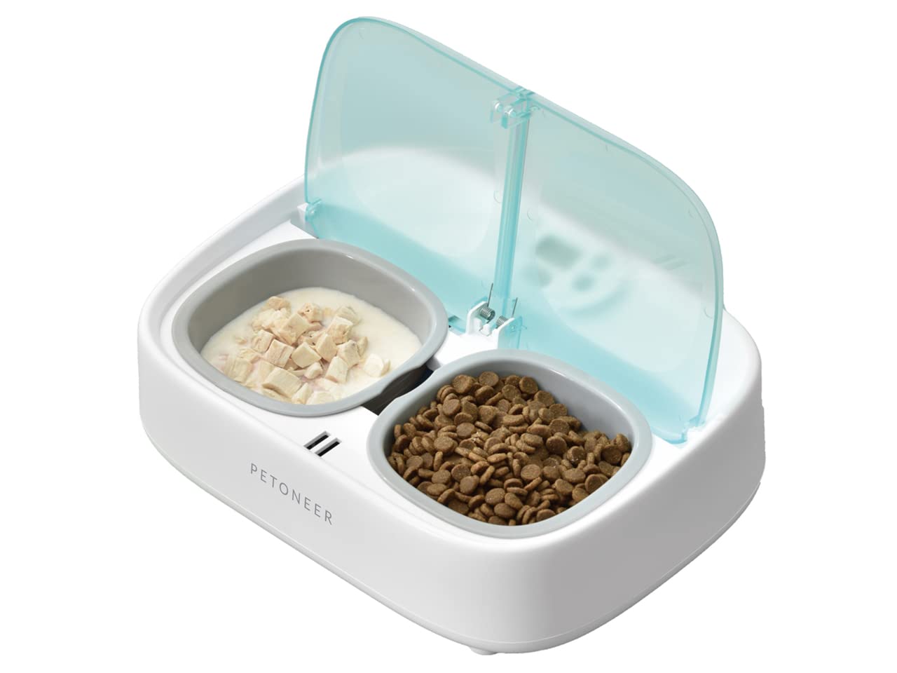 Petoneer Two-Meal Feeder【トゥーミールフィーダー】 安心の国内サポート 付き PF003 ペット用 自動給餌器 ウェットフード対応 Bluetooth 犬猫お留守番対策 お手入れ簡単 自動餌やり機 ペット用品 保冷剤商品画像