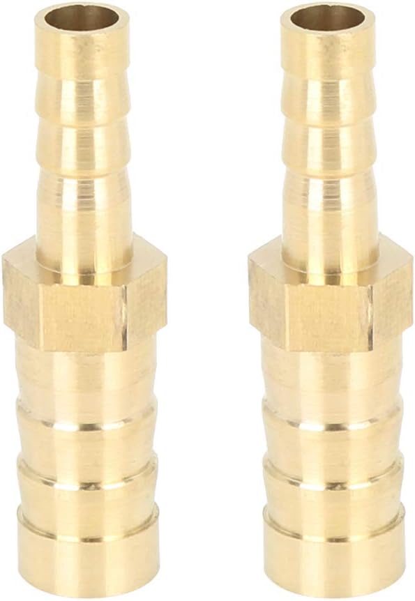 X AUTOHAUX 2 Pcs 10mm to 6mm Brass Barb Hose Fitting Straight Connector Adaptor for Air Water Gas Oil, Gold