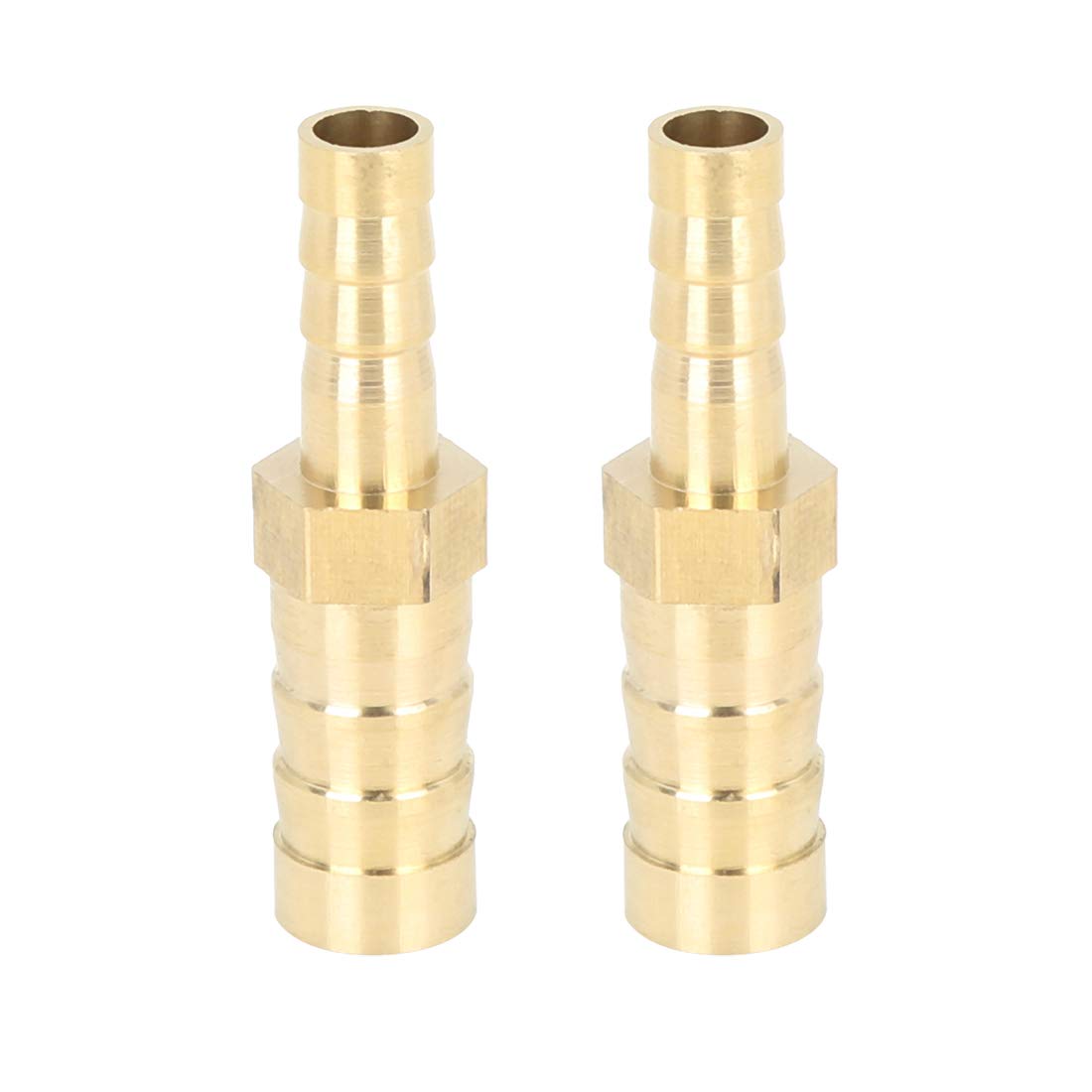 X AUTOHAUX 2 Pcs 10mm to 6mm Brass Barb Hose Fitting Straight Connector Adaptor for Air Water Gas Oil
