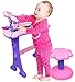 Kiddie Play Electronic 37-Key Toy Piano Keyboard for Kids with Real Working Microphone and Stool (Pink)