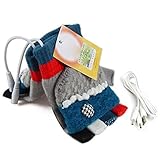 USB Knit Gloves Warmer Oenbopo Women's PC Laptop USB Heated Half & Full Finger Winter Warm Hand Gloves Warmer Wool(GS53)