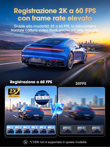 DDPAI Z60 Master, 4K+2K Dash Cam Auto, STARVIS2 IMX678, Dashcam Dual HDR, Incl. Scheda 64GB, 5G WiFi6, 2K/60FPS, GPS, 3" IPS, Visione Notturna AI ISP, Modalità Parcheggio 24h, ADAS, 4G Disponibile