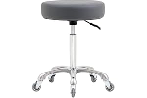 Ainilaily Rolling Stool with Wheels, Heavy Duty 400 lbs Stool for Shop Guitar Lab Tattoo Workbench Medical, Adjustable Swivel Stool Chair (Grey)