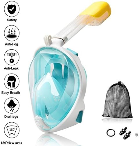 Full Face Snorkel Mask - New Snorkeling Mask with Detachable Seaview 180° GoPro Compatible Snorkel Mask- POKTOK Panoramic Full Face Design,Anti-Leak Snorkeling Desig