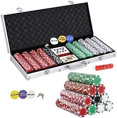 Smartxchoices 500ポーカーチップセット 11 5グラム ダイススタイル クレイカジノポーカーチップ アルミケースカード ダイスブラインドボタン テキサスホールデム ブラックジャックギャンブル用