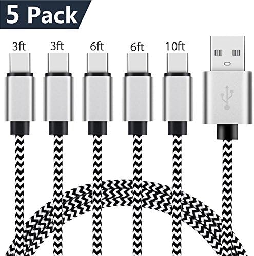 USB Type C Cable, Wiine USB C Cable (5Pack 3FT/3FT/6FT/6FT/10FT) USB 3.0 Nylon Braided Fast Charger for Samsung Galaxy Note 8, LG V30 G6 G5 V20,Nintendo Switch,Galaxy S8 Plus,Google Pixel 2,HTC U11 (ayong 51)