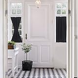 Aquazolax French Door Curtain Panel for Privacy - Thermal Blackout 25x40 Curtains Door Window Panels Functional - 1 Piece, Black