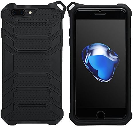 Protective Case, MXditect iPhone 7 Plus 8 Plus Case Shatter-resistant Protecting Rubber Shockproof Phone Case With Lanyard (Black)