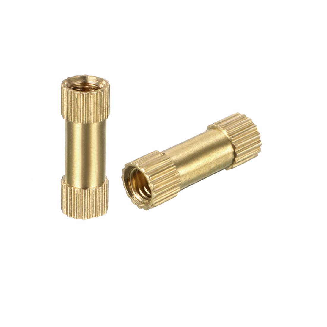 sourcing map Knurled Insert Nuts - 100Pcs M3 x 12mm Length x 4mm OD Female Thread Brass Threaded Insert Embedment Nut for 3D Printer
