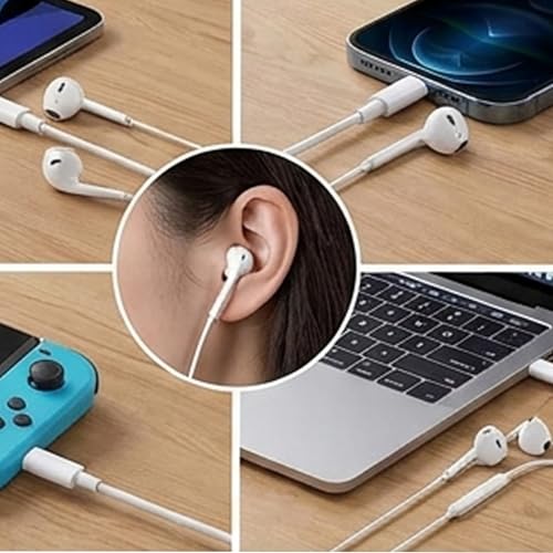 USB C Headphones for iPhone 17-2 Pack Type C Earphones for iPhone 15/16 Pro Max/Plus USB C Headphones Built-In Microphone and Volume Control Wired Earphones USB C for Galaxy S23/22/21/20 Ultra-White