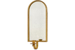 NIKKY HOME Mirrored Wall Candle Holder - Gold Antique Wall Sconces for Taper Candle - Elegant Metal Hanging Candlestick Wall Decor for Living Room, Bathroom, Dining Room and Office