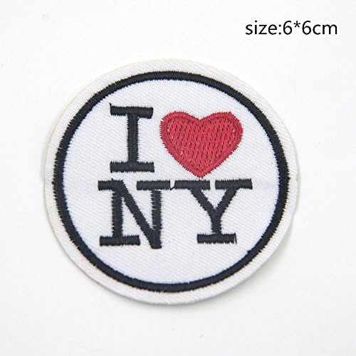 I love New York NY United States US USA Logo Patch Jackets Bags Jeans Embroidered Red Heart Travel Tourist Iron-on Patch Embroidered Sew T-shirt Hat(2PCS)