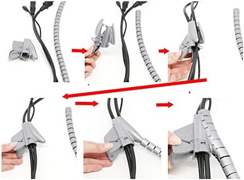 JZK 1.5m White Cable Organizer, 2.5cm ID, Flexible Spiral Wrap for PC TV, Stereo Cables - Image 4