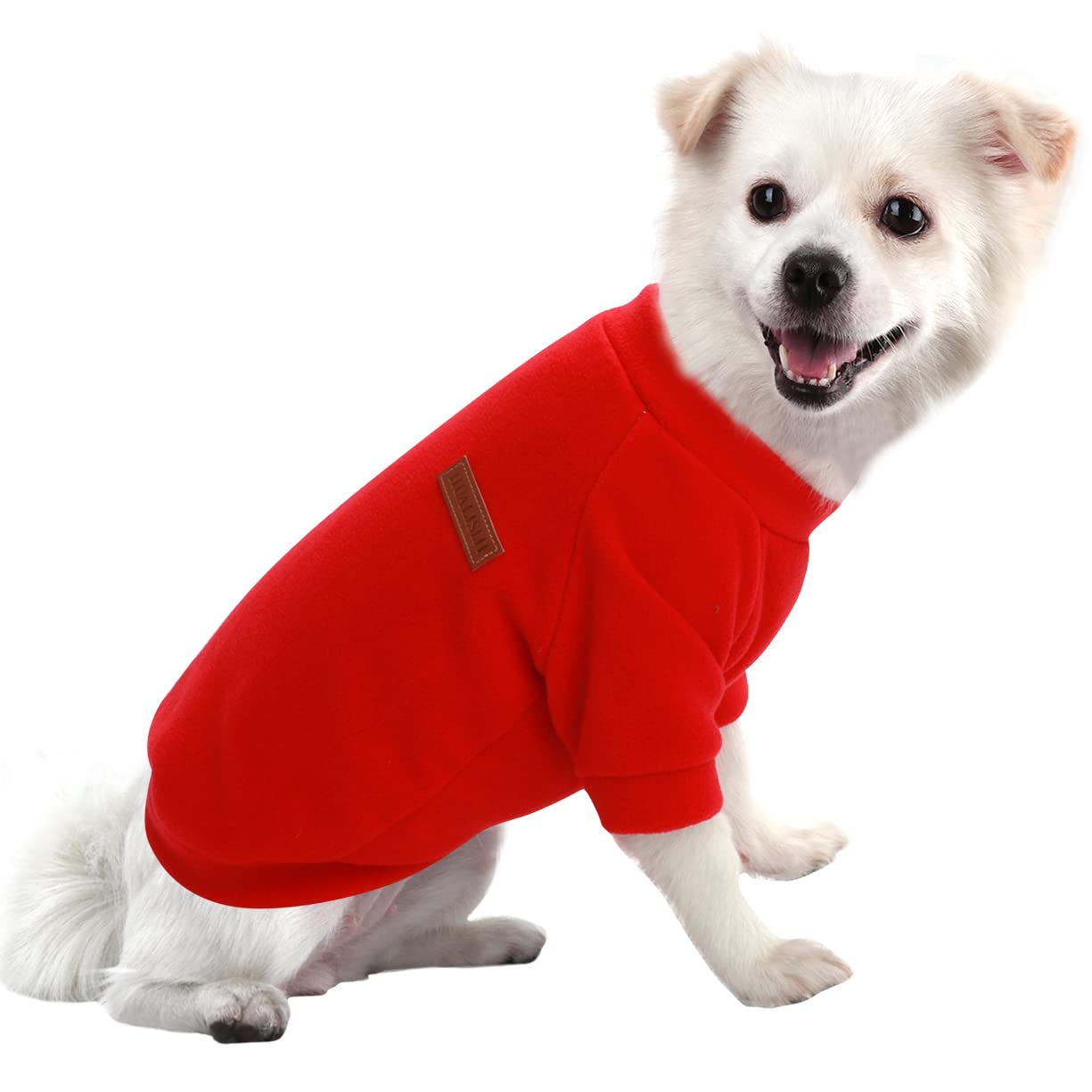 HuaLiSiJi Dog Jumper Dog Hoodie Puppy Fleece Jumper Chihuahua Clothes, Elasticity Softness Comfort and Warmth Easy to Take On and Off, Colour Vibrant (Red, L)