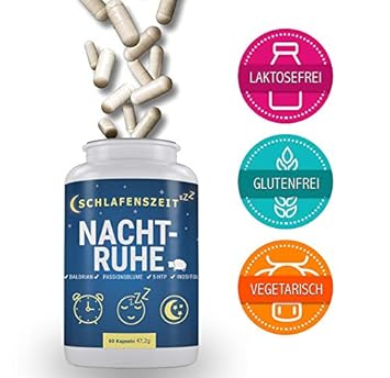 Nachtruhe - Premium Schlaf-Supplement To-Go mit 5-HTP - 60 Kapseln - Schlafoptimierer - Entspannung & besserer Schlaf - Vitam