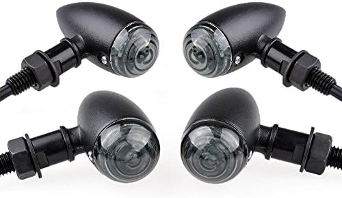 Winllyat Motorcycle Turn Signals Lights 12V Universal Motorbike Turn Signal Indicator Blinker Amber Light Lamp for Yamaha Honda Suzuki Kawasaki (4PCS, Black)