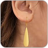 FLYUN 18k Gold Plated Long Teardrop Dangle Earrings For Women Trendy-Hypoallergenic Lightweight Leverback Dangle Earrings For Jewelry Gift