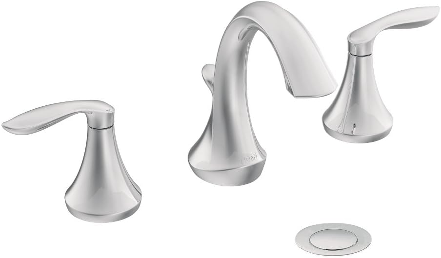 Moen T6420 Eva Two-Handle High-Arc 8-Inch Widespread Bathroom Faucet, Valve Required, Valve Required, Chrome - Widespread Faucet - 